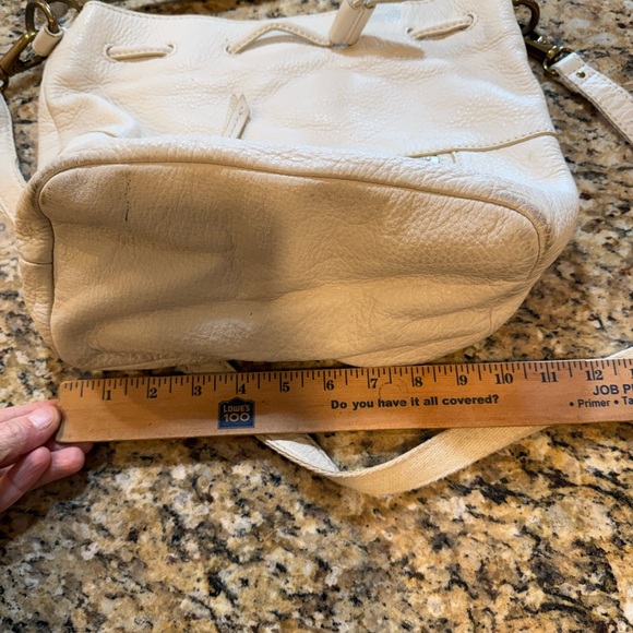 Fossil Off White / cream y2k Cowhide Leather Bucket Tote Bag purse Boho Classic - Picture 7 of 9
